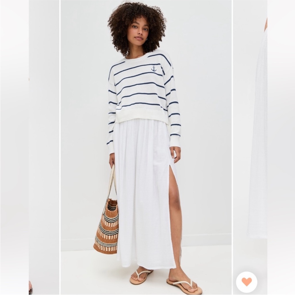 Z Supply Reina Airy Gauze Midi Skirt White Size S